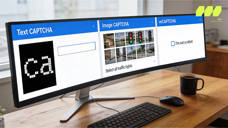 مقایسه بصری بین انواع مختلف کپچا شامل متن، تصویر و reCAPTCHA